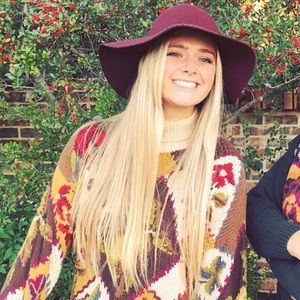 Billabong Burgundy  Feather Floppy Hat